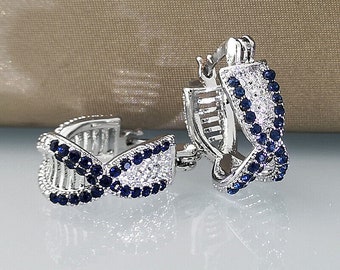 Wedding Gift Earrings, Sappire Diamond Earrings, Crisscross Earring, 14K White Gold Earrings, 2Ct Round Cut Sappire Diamond , Fancy Jewelry