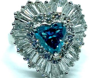 Anillo en forma de corazón, anillo de diamantes de talla Emrald de 1,8 qt, anillo de cóctel de 18 k, anillo de compromiso, anillo de aniversario moderno, anillo de bodas, anillo de mujer