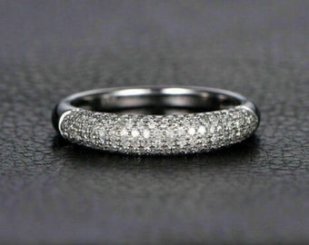 2 CT ronde diamanten ring, 14K wit goud, halve eeuwigheid band, verlovingsring, cadeau voor haar, jubileumcadeau, Valentijnsdagcadeau