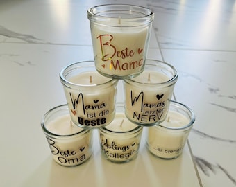 Kerze personalisiert, Herzensmensch, Lieblingskollegin, Muttertag, Duftkerze mit Spruch, Geburtstagskerze, Bessere Hälfte, Beste Mama,