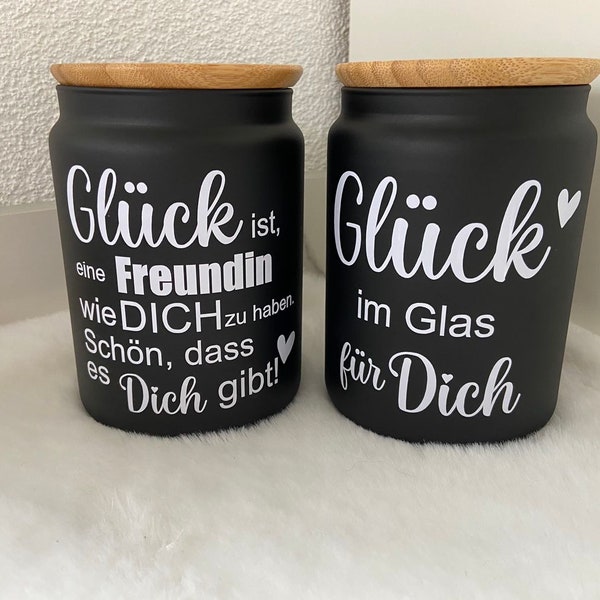 Personalisierte Dose/Vorratsdose mit Name/Geschenk für Paare/Geschenk Hochzeit/Geschenk Weihnachten/Glück ist eine Freundin.../Plätzchendose