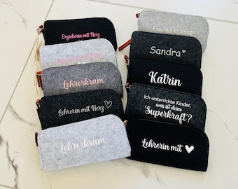 Filz Mäppchen mit Namen/ Pädagogin/Erzieherin mit Herz/Lehererin mit Herz/Lehrerkram/Schulkind 2026/Bester Lehrer/ Geschenk Einschulung