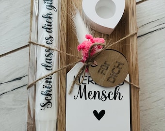 Herzensmensch/ Häuschen Set/ Kerzenset/ Ruhestand/ Geschenk Freundin/Geschenk Erzieherin/ Muttertag/Lieblingsmensch/ Schön,dass es dich gibt