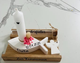 Taufkerze/ Geschenk Taufe/Geschenk Konfirmation/ Taufgeschenk /Fische/ Hochzeit/Firmung/Kommunion/ Mitbringsel Taufe