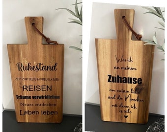 Holz Brett personalisiert/ Holzbrettchen/ Ruhestand/ Einzugsgeschenk/ Hochzeitsgeschenk/ Abschiedsgeschenk