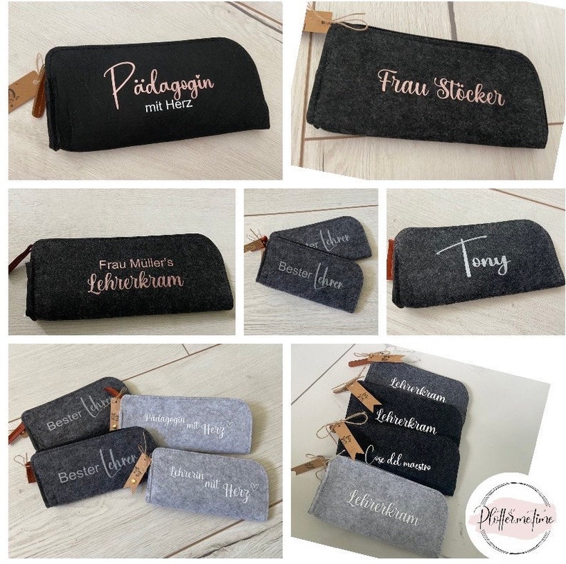 Felt pencil case with name/ teacher/ educator with heart/ teacher with3/ teacher stuff/ schoolchild 2023/ best teacher/ Christmas gift teacher image 4