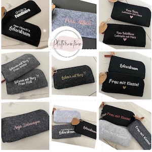 Felt pencil case with name/educator/educator with heart/teacher with 3/teacher stuff/school child 2023/best teacher/Christmas gift teacher image 9