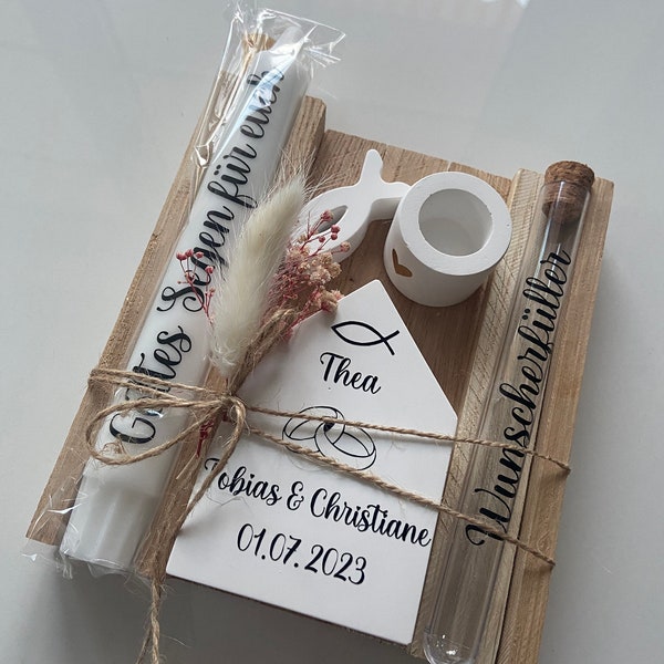 Hochzeit/ Hochzeitsgeschenk + Taufe/ Wunscherfüller/ Standesamtliche Hochzeit/ Raysin/ Stabkerze Hochzeit/Geschenk Brautpaar/Taufgeschenk