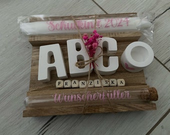 Einschulung/ Geschenk zum Schulstart/ ABC / Schulkind/ Geschenk Set Wunscherfüller/Stabkerze/Raysin/Schulkind/ Schulkind 2026/Kleinigkeit