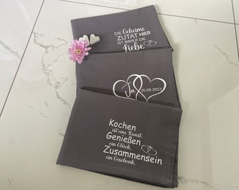 Geschirrtücher personalisiert/ Hochzeitsgeschenk/ Geschenkidee Hochzeit/ Mr. & Mrs. / Geschenk zur Standesamtlichen Trauung