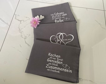 Geschirrtücher personalisiert/ Hochzeitsgeschenk/ Mr. & Mrs. / Geschenk zur Standesamtlichen Trauung/ Geschenk Richtfest