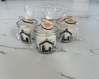 Weihnachtskerze, Weihnachtskerze Krippe/ Weihnachtskrippe/ Weihnachtskerze personalisiert/ Kerze personalisiert/ Kleinigkeit Weihnachten/