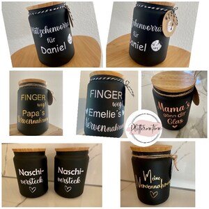 Personalisiertes Vorratsglas/Vorratsdose/Muttertagsgeschenk/ Glück im Glas/Nervennahrung/Vatertag/Hochzeit/Lehrerin/Lehrer Danke/ Abschied Bild 6