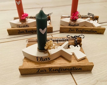 Taufgeschenk Set/ Geschenk Taufe/Geschenk Konfirmation/ Geldgeschenk Goldene Konfirmation/ Kerze Taufe/Fische/ Hochzeit/Firmung/Kommunion