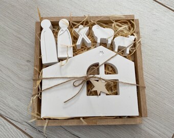 Weihnachtskrippe/ Krippe Raysin/ minimalistische Krippe/ Weihnachtsdeko/ Geschenkset Krippe klein/ Mini Krippe