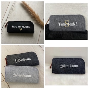 Felt pencil case with name/ teacher/ educator with heart/ teacher with3/ teacher stuff/ schoolchild 2023/ best teacher/ Christmas gift teacher image 1