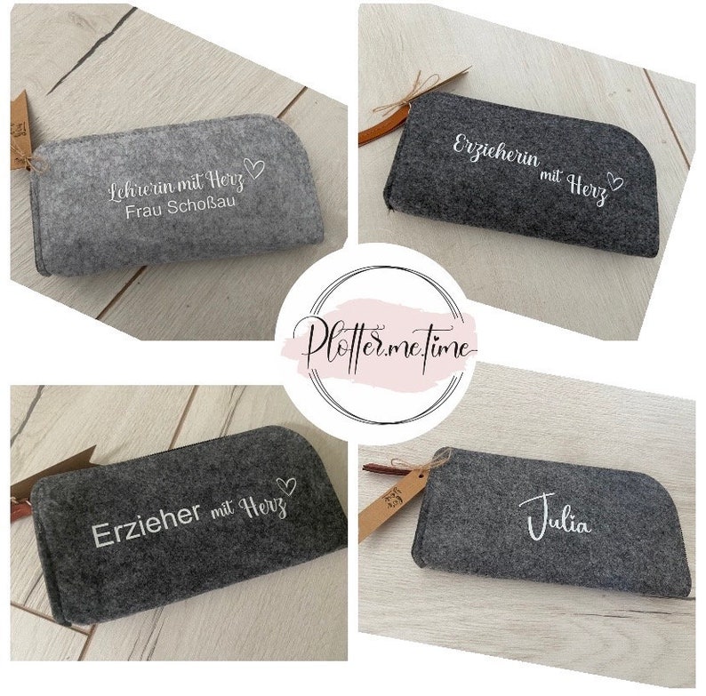 Felt pencil case with name/educator/educator with heart/teacher with 3/teacher stuff/school child 2023/best teacher/Christmas gift teacher image 6