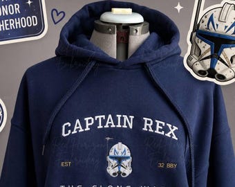 Zeigen Sie Ihre Star Wars-Liebe mit dem bestickten Captain Rex Sweatshirt – The Clone Wars Merchandise für Cosplayer!