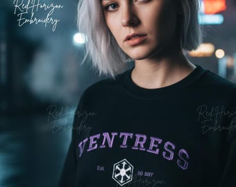 Star Wars Sweatshirt mit Stickerei – Fanartikel inspiriert von Asajj Ventress aus den Klonkriegen, Geschenkidee für Jedi-Fans