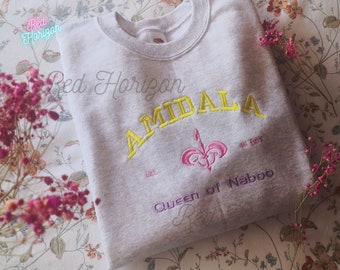 Queen Amidala Star Wars Sweatshirt: Elegant Embroidered Design, Perfect for Fans of The Clone Wars!