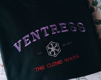 Star Wars Embroidered Sweatshirt - Asajj Ventress Inspired Clone Wars Fan Apparel, Geeky Jedi Clothing Gift