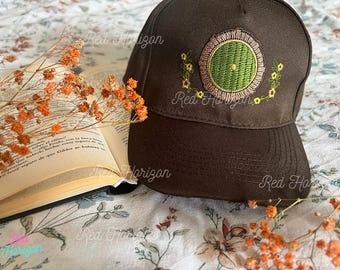 Hobbiton Embroidered Cap – Shire Inspired Fantasy Cottage Hat, Cozy Door Embroidery, Fan Made Gift
