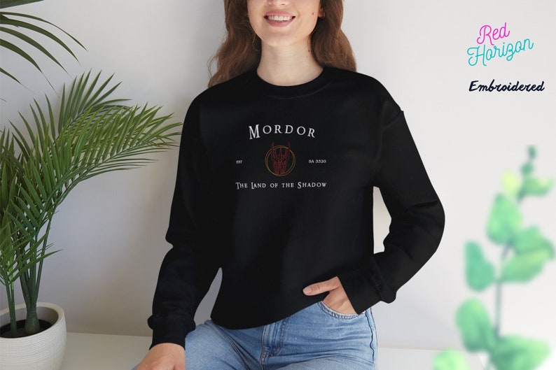 Sauron Embroidered Crewneck Mordor Inspired Sweatshirt, Unique Dark