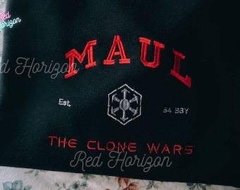 Star Wars Maul Sweatshirt Embroidered Dark Side Hoodie Clone Wars Phantom Menace Gift