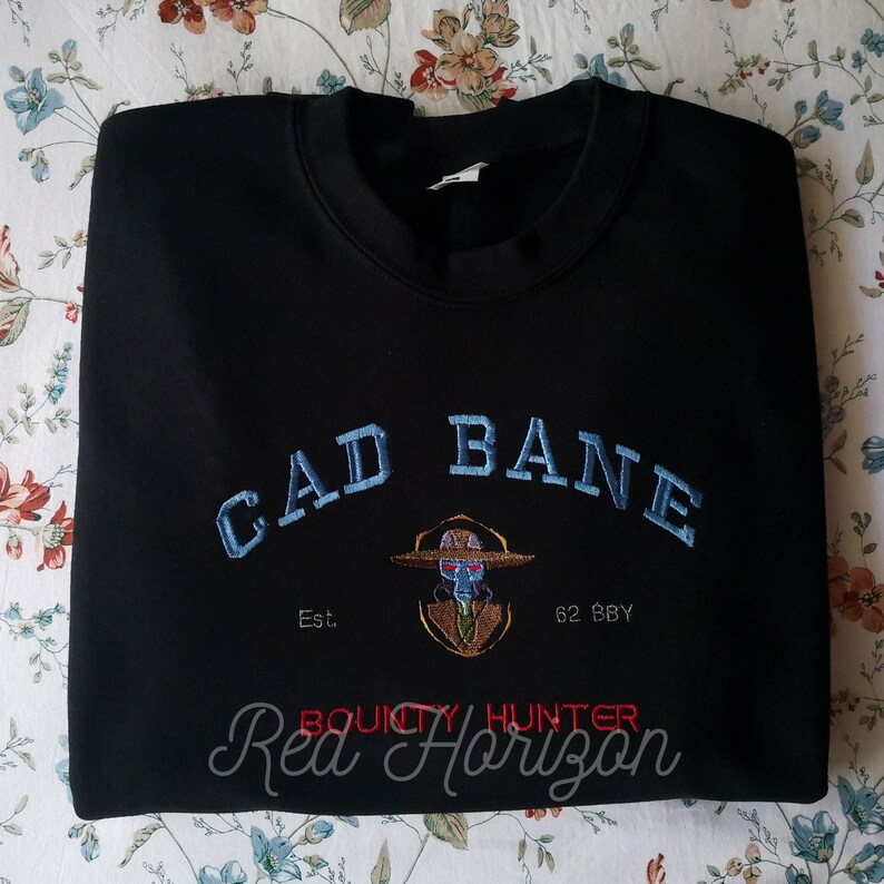 star wars embroidered sweatshirt of cad bane, boba fett