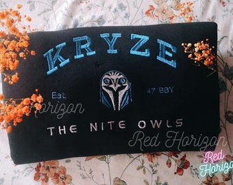 Bo-Katan Kryze Sweatshirt - Embroidered Night Owls Design, Cozy Fan Apparel, Perfect Gift for Star Wars Enthusiasts