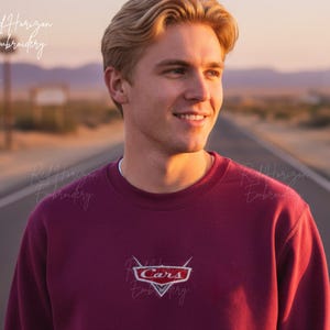 Lightning McQueen Embroidered Sweatshirt | Cars Inspired Hoodie | Disney Pixar Racing Pullover | Handmade Cotton Jumper | Adults Gift