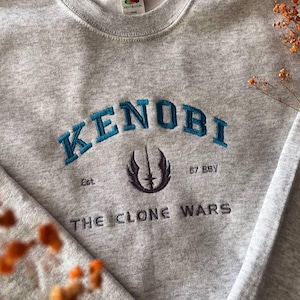 The Clone Wars Obi-Wan Kenobi Sweatshirt - Embroidered Jedi Master Apparel,Perfect Gift for Star Wars Enthusiasts