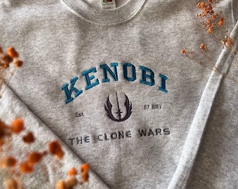 The Clone Wars Obi-Wan Kenobi Sweatshirt - Embroidered Jedi Master Apparel,Perfect Gift for Star Wars Enthusiasts