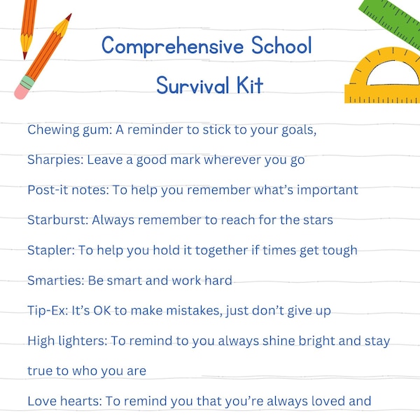 High School Survival Kit Etsy
