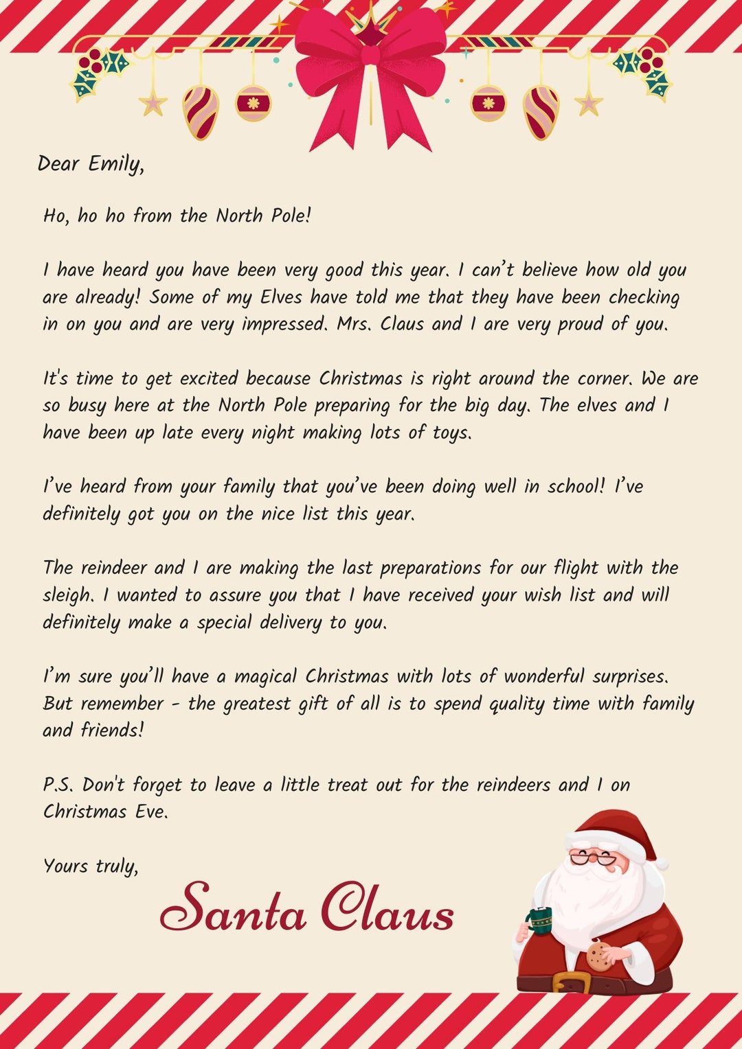 Fun, Cute Santa Letter Template 2 - Etsy