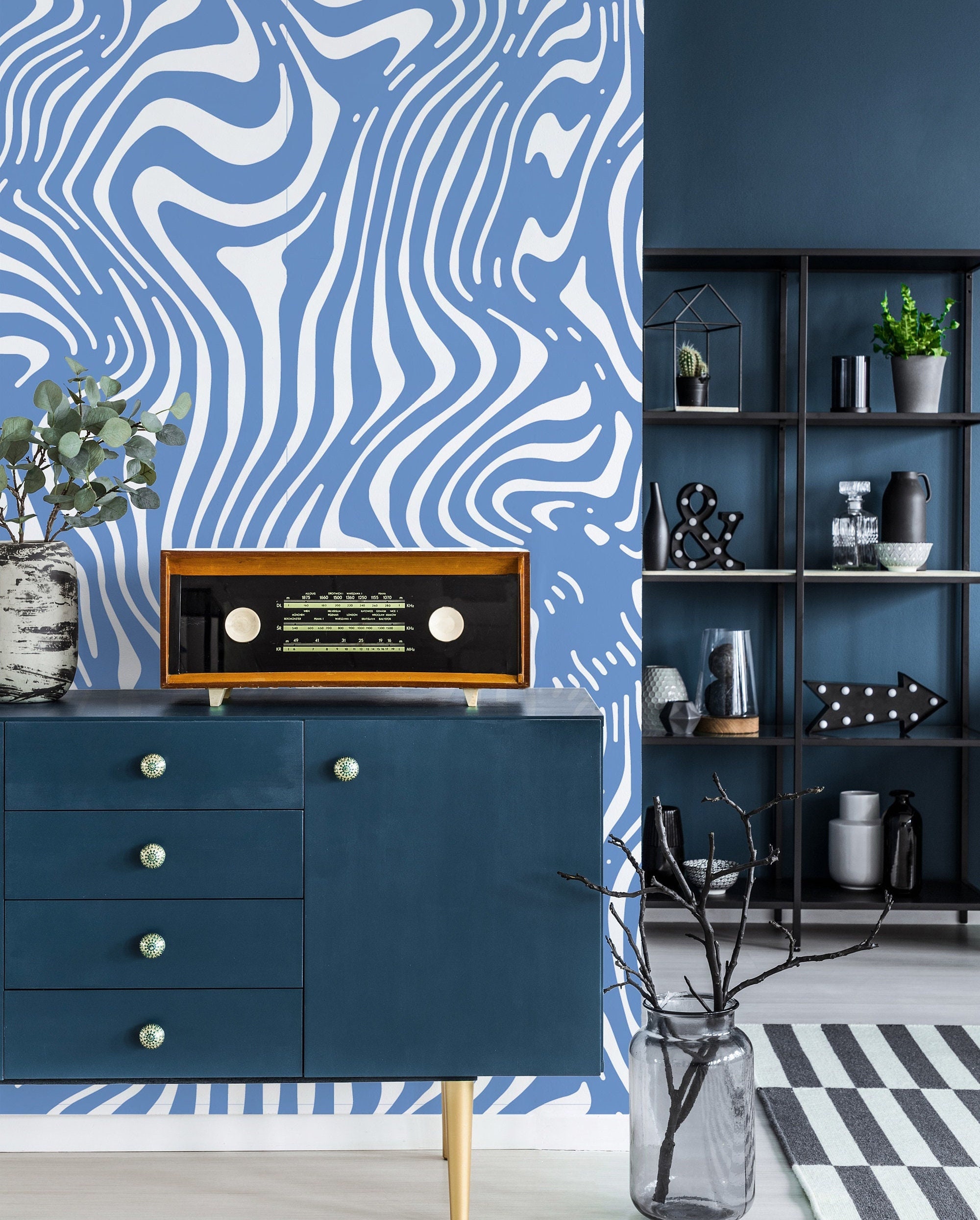 Baby Blue Zebra Print Wallpaper