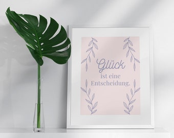 Kunstdruk, minimalistische wandkunst, abstracte wandkunst, slaapkamerwandkunst, eetkamerkunst, Boho, geluk is een keuze
