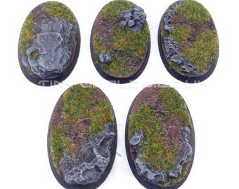 60mm Oval Rock Scenic Resin Bases - Miniature Model Slate Stone Wilderness Bases