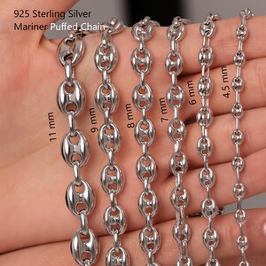 Sterling Silver mariner puffed Bracelet, 925 Silver mariner anchor Chain Jewelry, mariner Link Chain Bracelet, Silver mariner puffed Chain Accessory, Fine Silver Bracelet, Classic anchor Jewelry, Minimalist Silver Bracelet gift for men women her him