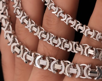 925 Sterling Silver Euro Byzantine Chain Necklace Women, Viking Flat Long Solid Choker Charm Chain Men, Birthday Gifts Jewelry Her Him Wife