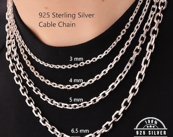 925 Sterling Silver Cable Chain Necklace Men, Anchor Solid Thick Long Thick Pendant Choker Charm Chain Women, Birthday Jewelry Gift Her Him