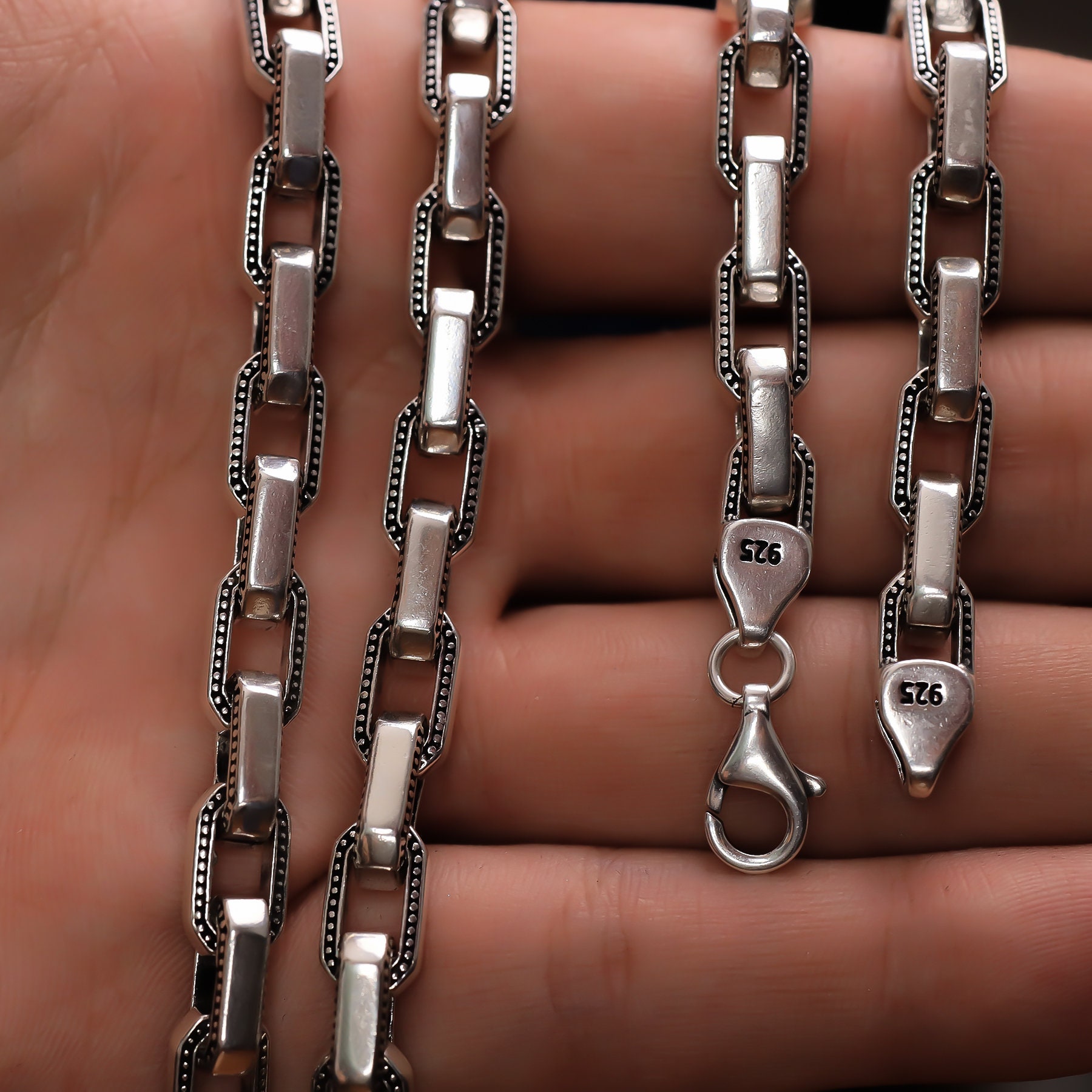 Ciondolo Ancora 3D In Argento Sterling 925 Con Catina A Scatola - Made In USA