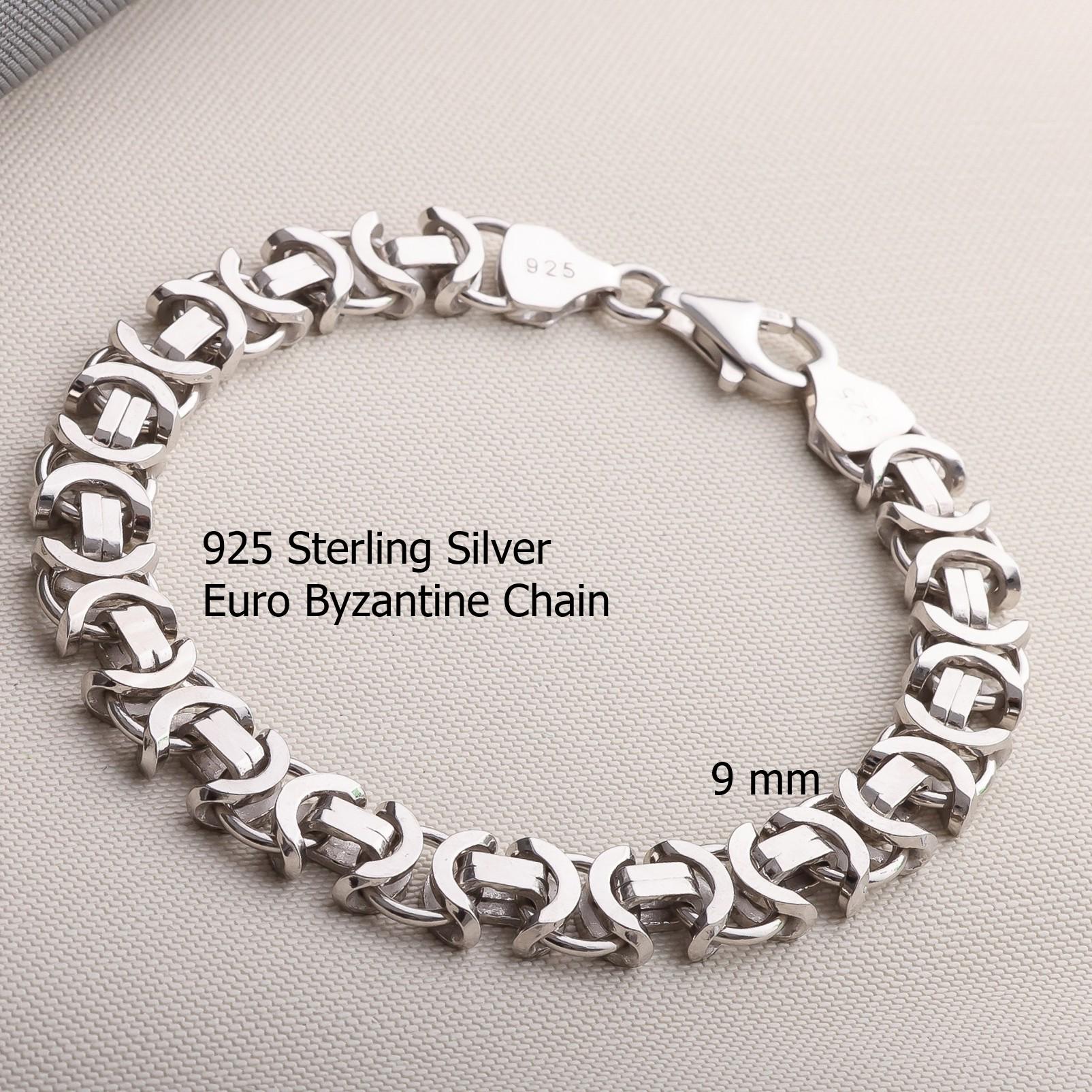 ヨーロッパインポート: ネックレス+ブレスレット 925 Sterling Silver Chain Bracelet Women Men, Euro Byzantine