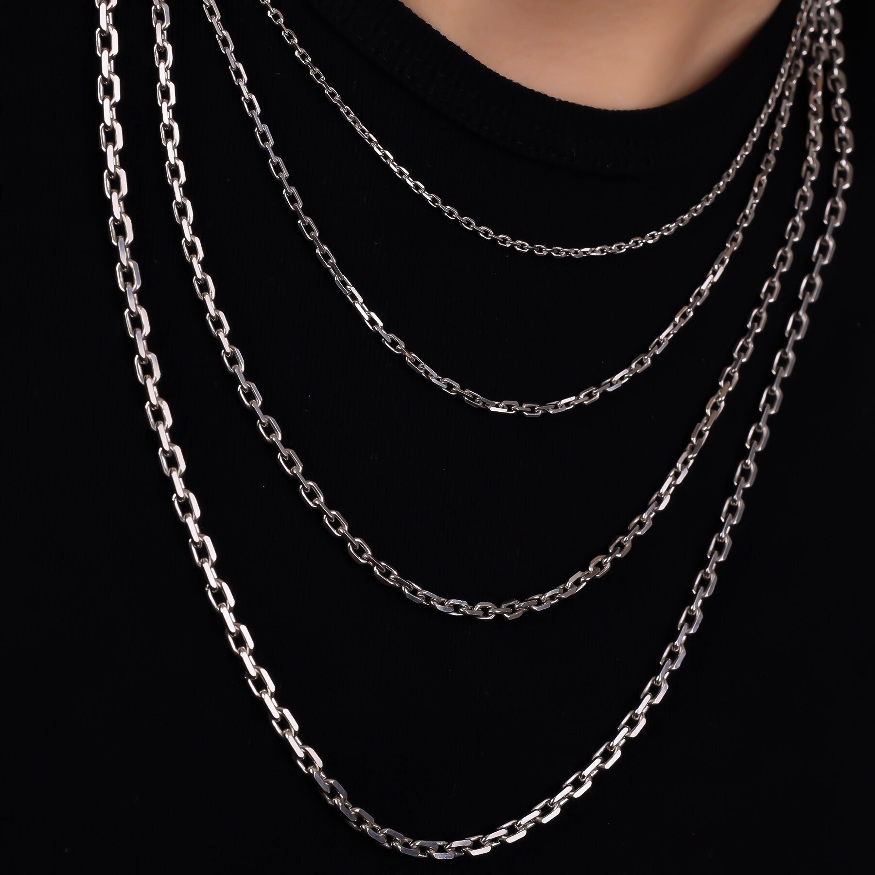 925 Sterling Silver Cable Chain Italian Anchor Pendant Chain Etsy