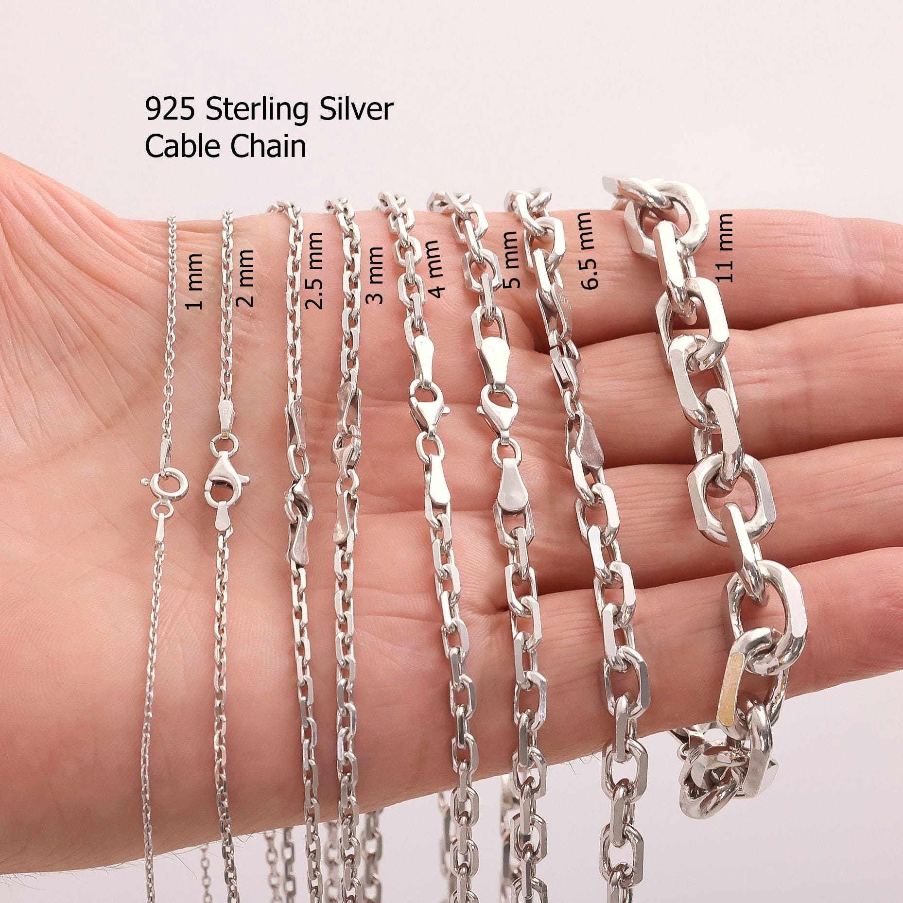 アクセサリー 90's silver925 chain 925 Sterling Silver Cable Chain Necklace Men, Anchor Thick Long