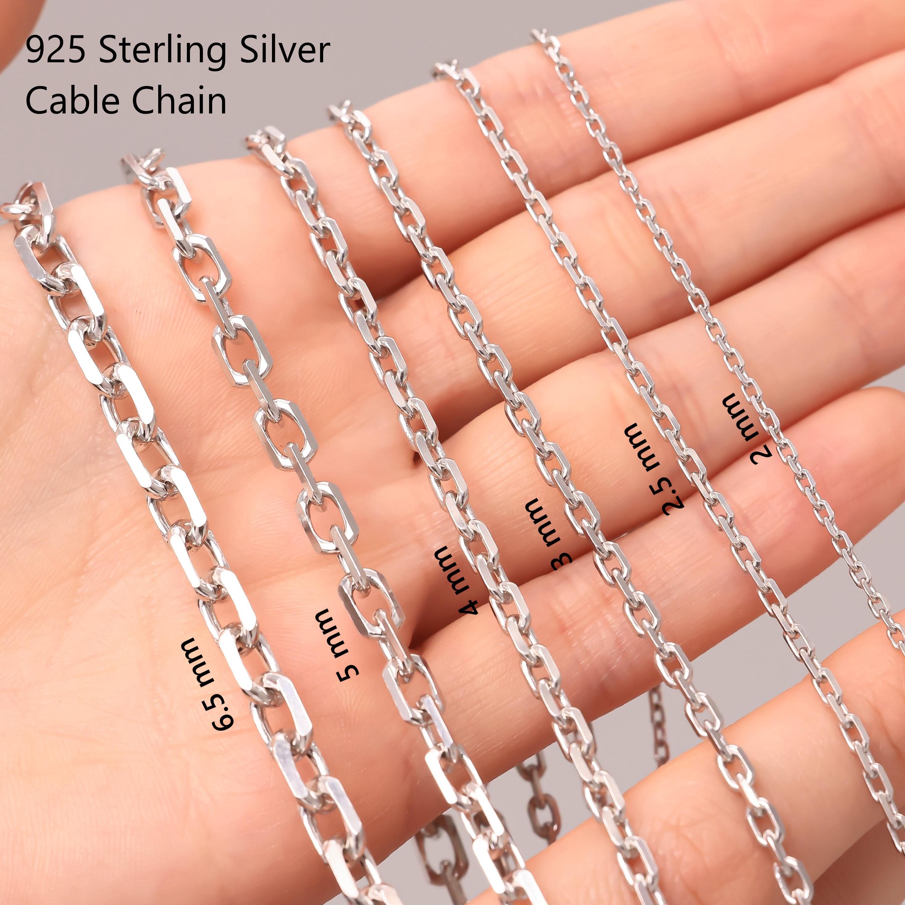 925スターリングシルバーケーブルチェーンネックレスメンズ、アンカー