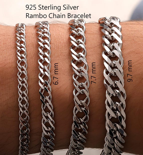 925 Sterling Silver Chain Bracelet Women Men, Euro Byzantine