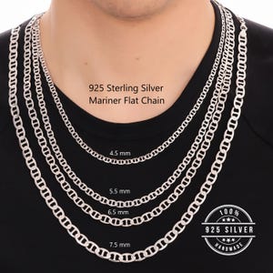 925 Sterling Silver Mariner Chain Necklace Men, Anchor Flat Long Solid Choker Charm Chain Women, Birthday Anniversary Gifts Jewelry Her Him