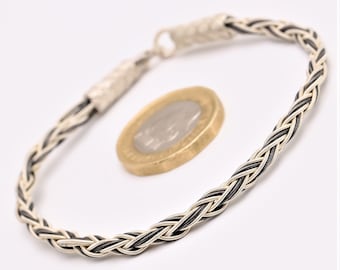 999 Sterling Silver Hand Braided Bracelet Women, Oxidized Celtic Woven Viking Kazaziye Weaved Bracelet Men, Birthday Anniversary Gifts Him