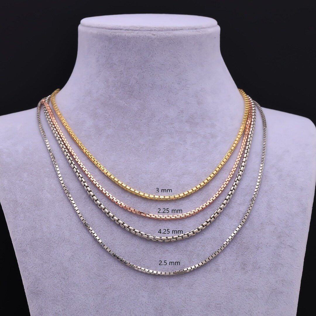 925 Sterling Silver Box Necklace Chain Women Men Mother Etsy